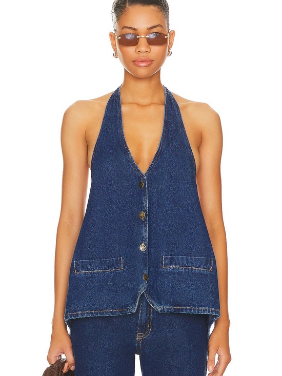 Lioness Tops - REVOLVE Lioness Dark Blue Denim Halter Vest
